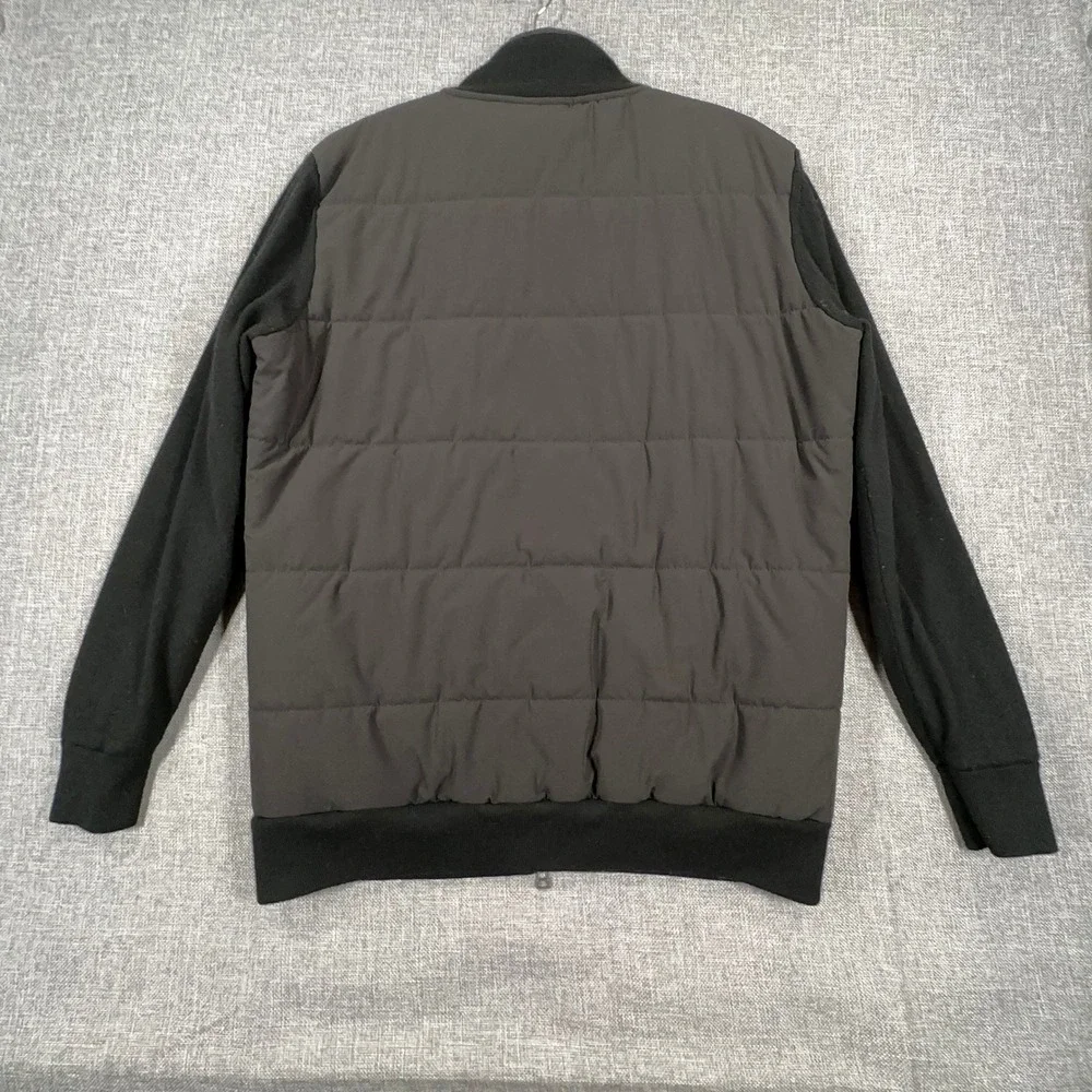 State & Liberty Hybrid Knit Zip Jacket Mens L Black Merino Wool Stretch Athletic